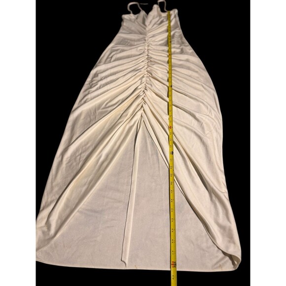 VTG 70s Woolite Maxi Dress White Pleated Asymmetrical Dress Cottagecore Marylin - Picture 7 of 16